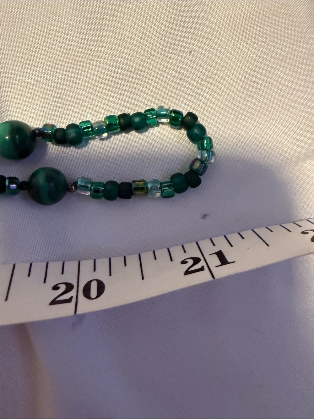 Vintage Long Green Glass Bead Lariat Wrap Necklace Knot Style Tassel 60" - Picture 4 of 8